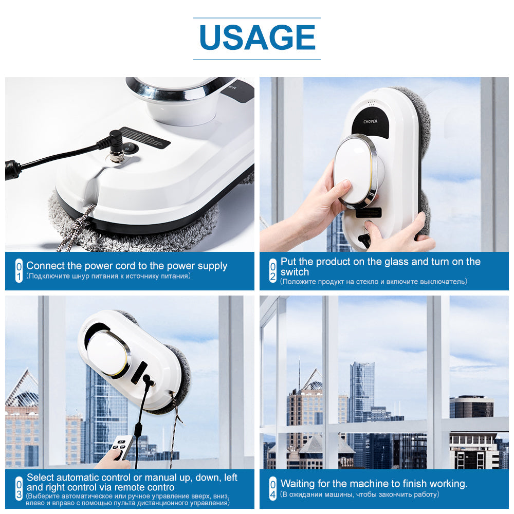 Smart Window Cleaning Robot with Remote – Streak-Free Glass Cleaner