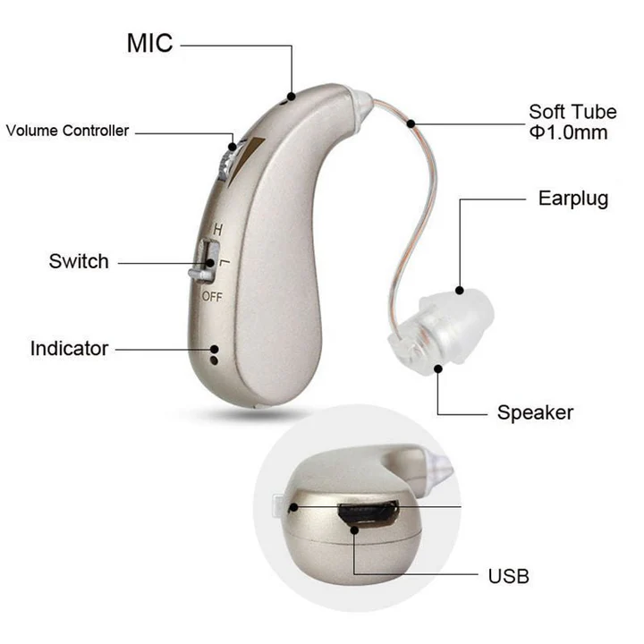 Bluetooth Hearing Aid with USB Rechargeable Function