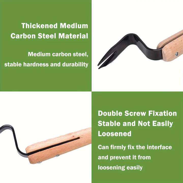 Wooden Handled Stainless Steel Tool for Weeding and Plant Removal
