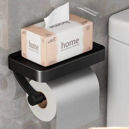 Stainless Steel Toilet Paper Holder with Shelf | Space-Saving & Durable
