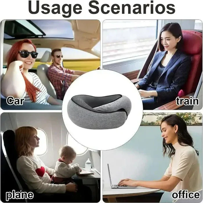 Curved Travel Neck Pillow with Memory Foam in Snail Design