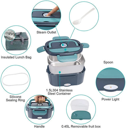 Portable 1.5L Electric Food Warmer for Car and Home