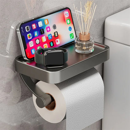 Stainless Steel Toilet Paper Holder with Shelf | Space-Saving & Durable