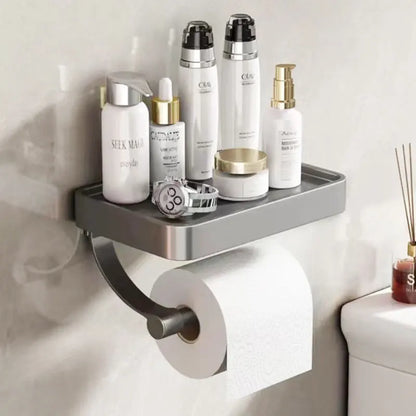 Stainless Steel Toilet Paper Holder with Shelf | Space-Saving & Durable
