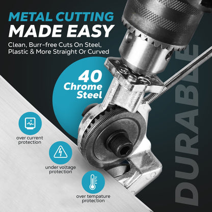 Precision Metal Cutting Drill Attachment with Dual Wheels