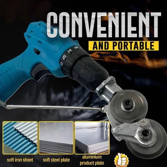 Precision Metal Cutting Drill Attachment with Dual Wheels