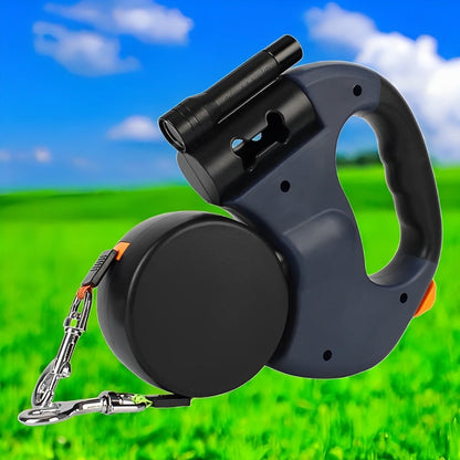 10FT Double Retractable Pet Leash with Integrated Flashlight & Waste Bag Dispenser