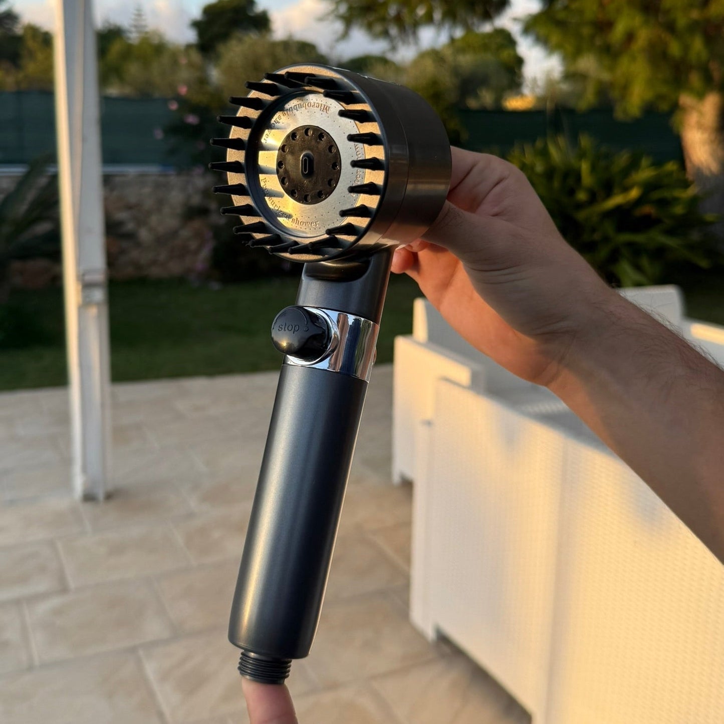 High-Pressure Showerhead with Filter & 3 Spray Settings