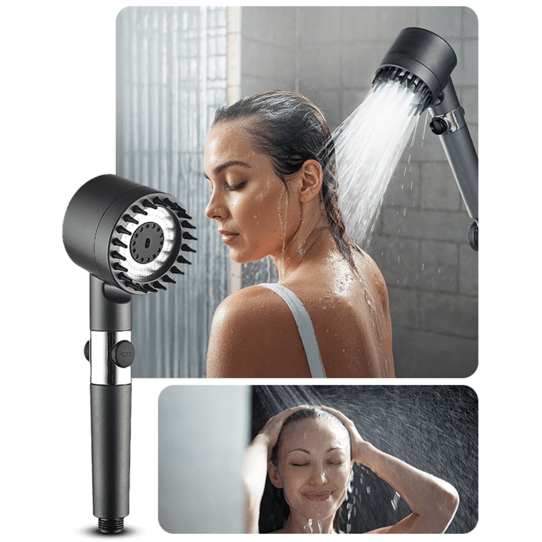 High-Pressure Showerhead with Filter & 3 Spray Settings