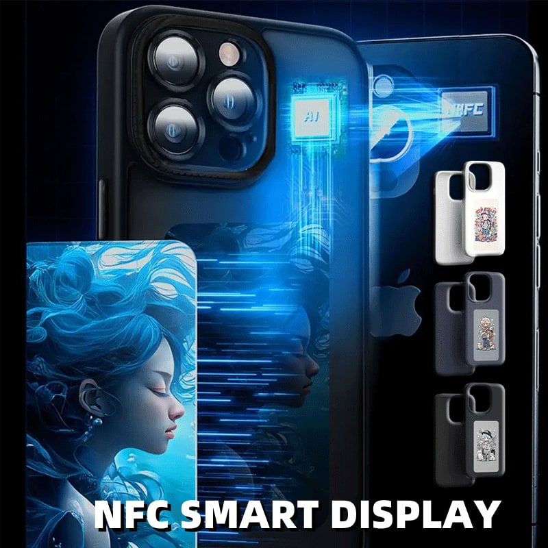 Smart Display Phone Case with Strap and Wallet Slot for iPhone 14 Pro Max