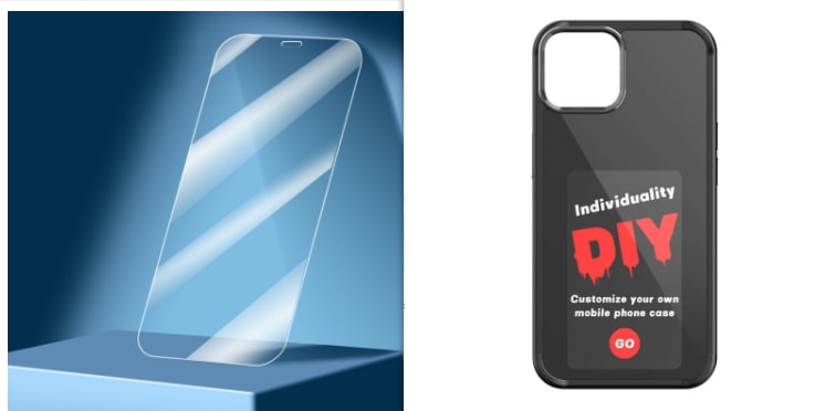 Smart Display Phone Case with Strap and Wallet Slot for iPhone 14 Pro Max