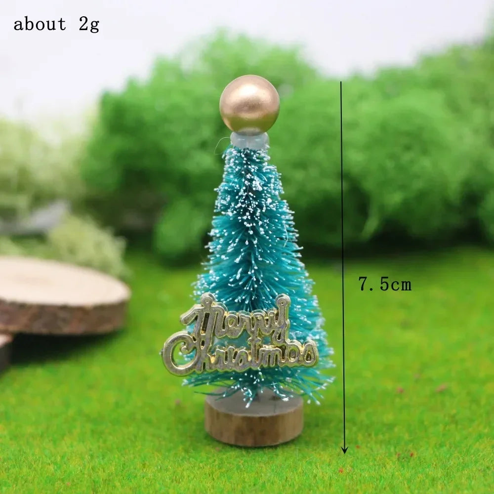 Mini Christmas Tree on Sisal Base - Decorated Cedar and Pine with Beads and Star - Table Decoration & Figurine 4.5–13 cm