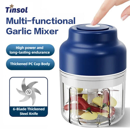 Electric Mini Chopper - USB Powered Food Processor with 6-Blade System, 320 ml