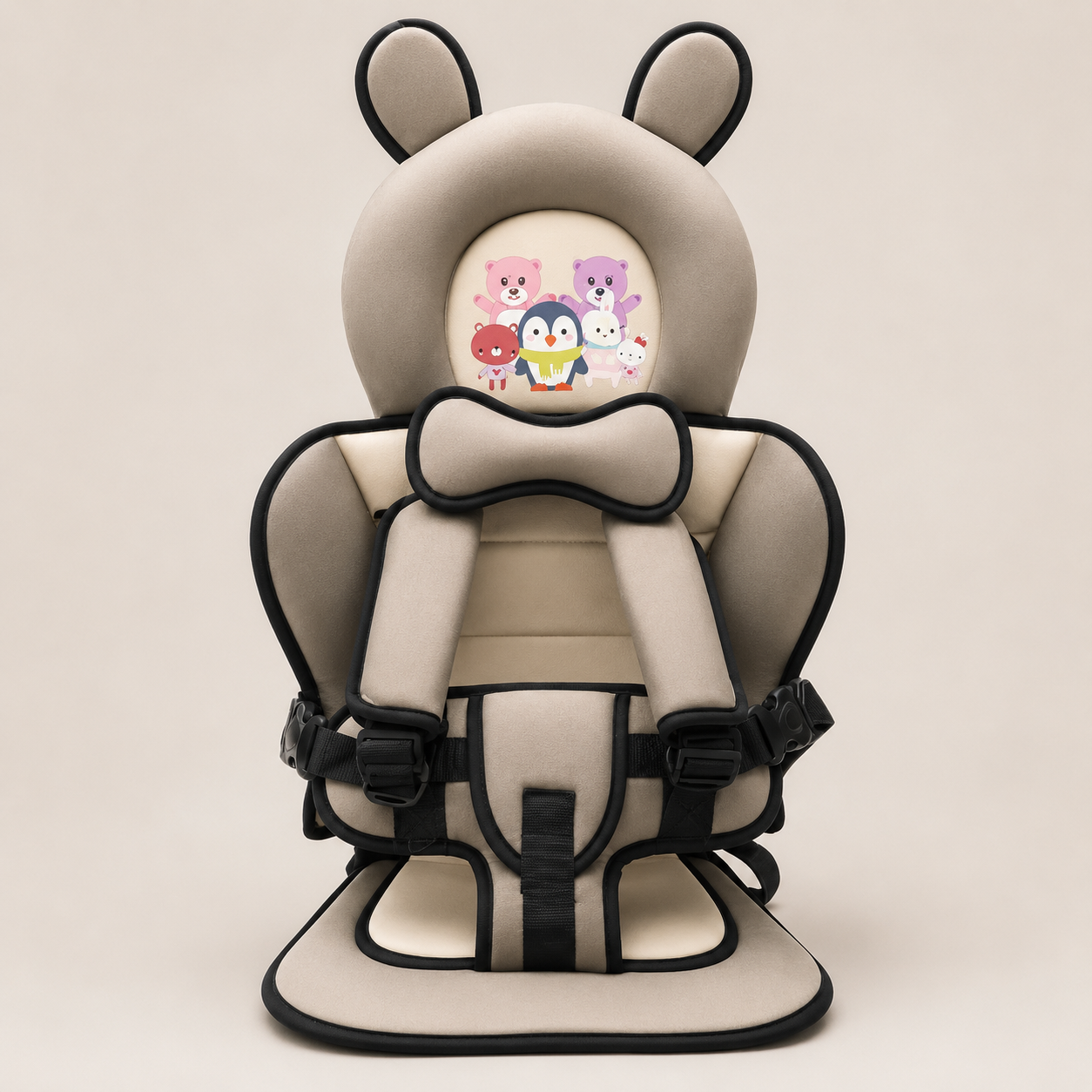 Toddler Car Seat Headrest Cushion Featuring Bear Pattern