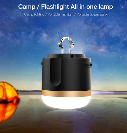 Rechargeable Portable LED Camping Light with Power Bank – USB for Outdoors and Emergencies