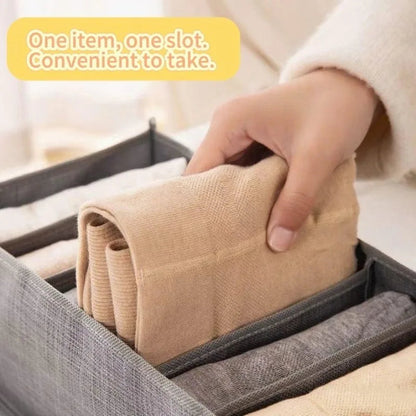 Foldable Clothes Organizer with 7-9 Compartments | Breathable Mesh Storage for Jeans & T-Shirts