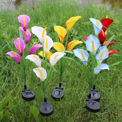 Solar LED Garden Light in Calla Lily Design | Waterproof Outdoor Fixture with Stake for Lawn & Patio