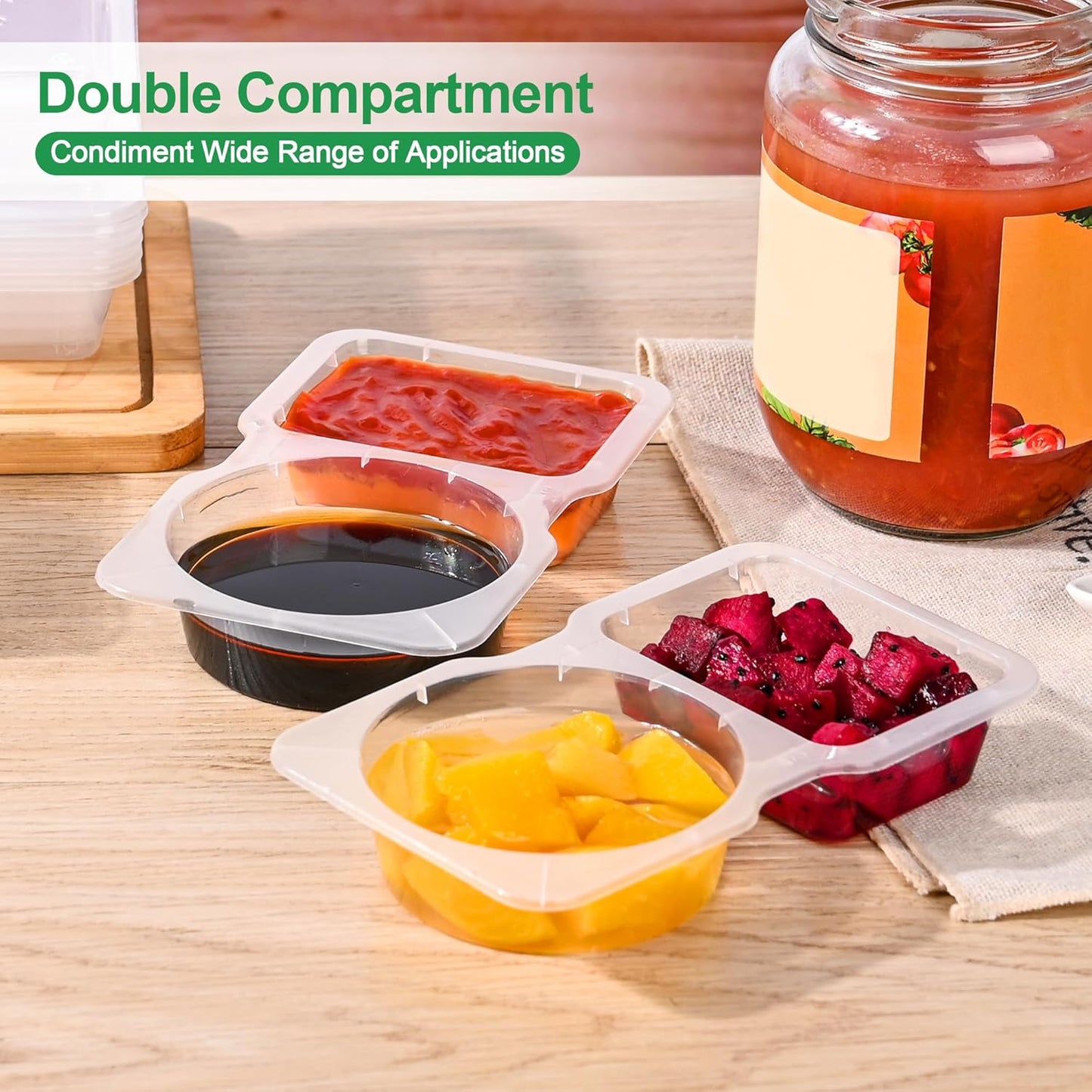 Dual-Compartment Sauce Container – Leak-Proof & Portable
