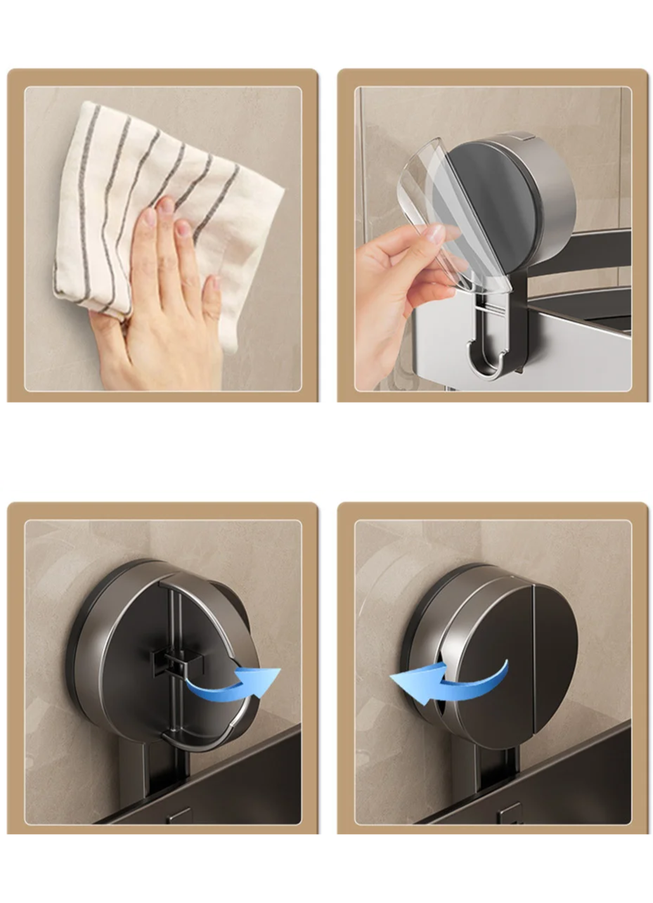 Suction Cup Bath Shelf for Drilling-Free Installation – AquaGrip Style