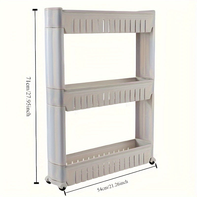 Slim Storage Trolley with Wheels | 3-Tier | Narrow & Convenient | For Bathroom, Kitchen & Home