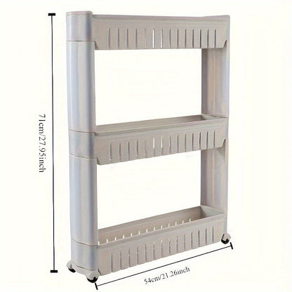 Slim Storage Trolley with Wheels | 3-Tier | Narrow & Convenient | For Bathroom, Kitchen & Home