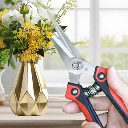 Stainless Steel Garden Shears with U-Spring | Non-Stick Blades | Ergonomic Grip | Perfect for Fruit Trees & Roses