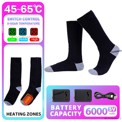 Heated Socks with Rechargeable 6000 mAh Battery | Up to 10 Hours Warmth | Unisex Thermal Socks for Outdoor, Skiing & Winter Use