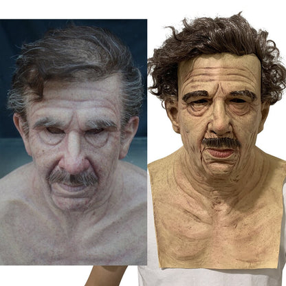 Realistic Latex Halloween Mask for Adults – Creepy Old Man Design