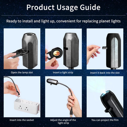 Star Projector Lamp with USB 5V Ceiling Mount | Replaceable Light Strips | Planet and Christmas Designs