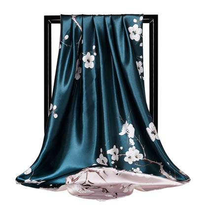 Large Square Simulation Silk Scarf – Versatile Fashion Accessory