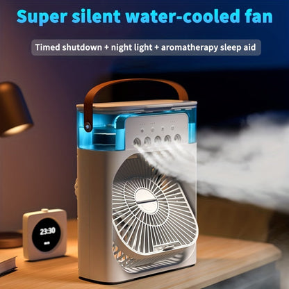 Compact Air Cooler for Home and Office - 3-Speed Hydrocooling Fan with 5 Humidifier Spray Heads