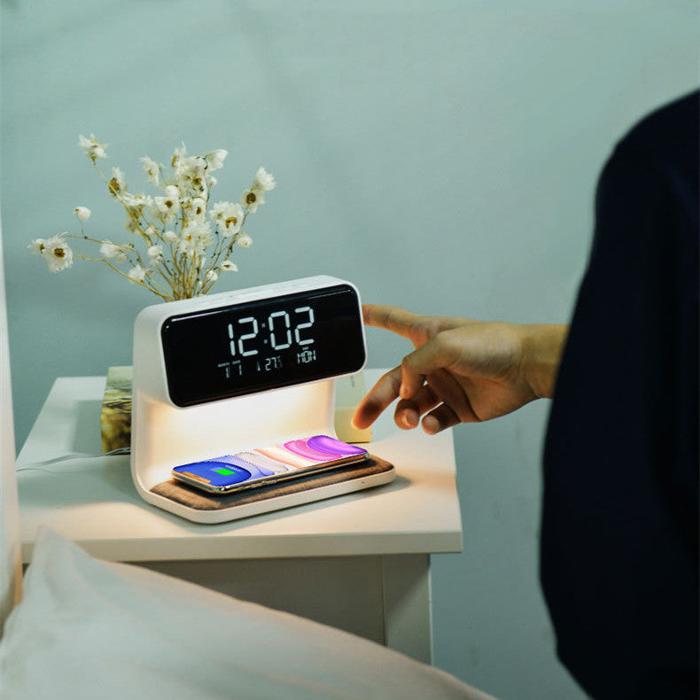 Touch-Controlled LED Table Lamp with Wireless Charger & Alarm Clock – 3-in-1