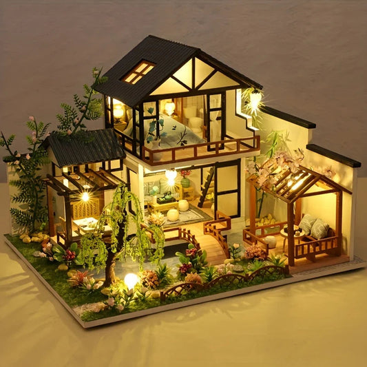 DIY Miniature Wooden House Model Kit – 3D Self-Build Craft Set for Teens and Adults – Perfect Gift Idea
