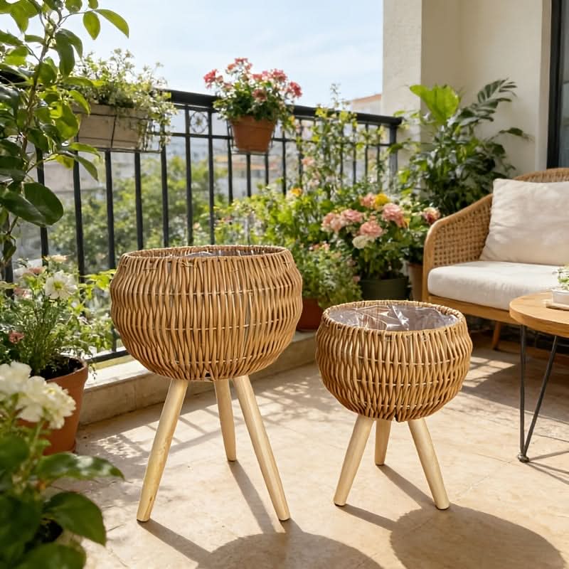 Indoor Boho Planter Basket Set for Stylish Greenery Decor