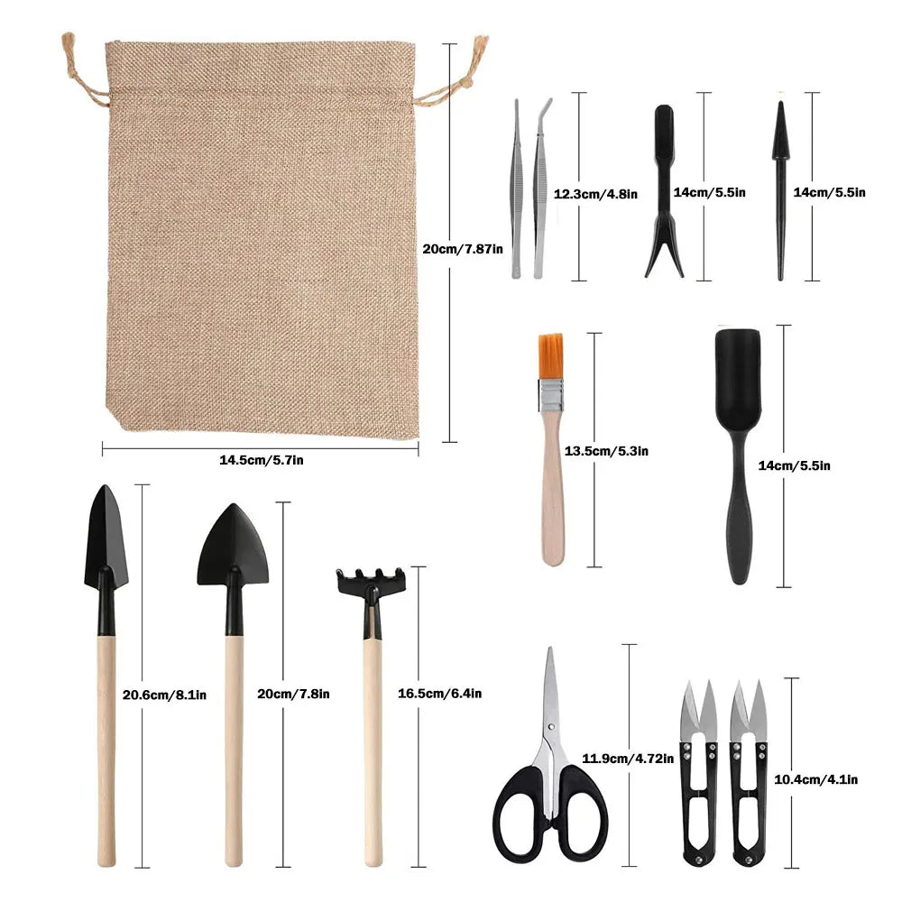 Mini Gardening Tool Set – 13 or 16 Pieces with Repotting Mat for Succulents & Bonsai