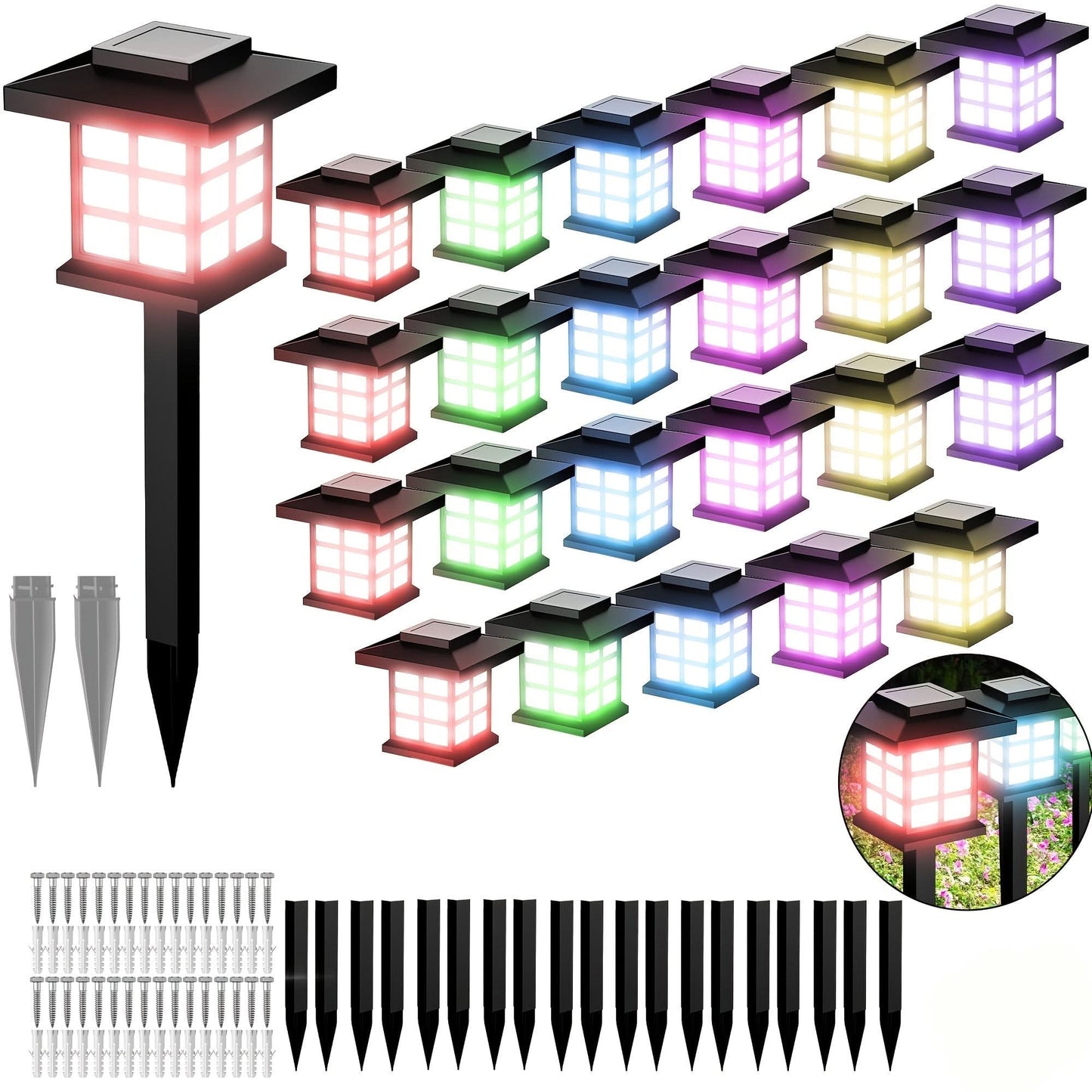 Solar Pathway Lights for Lawn – Multi-Color Outdoor Illumination