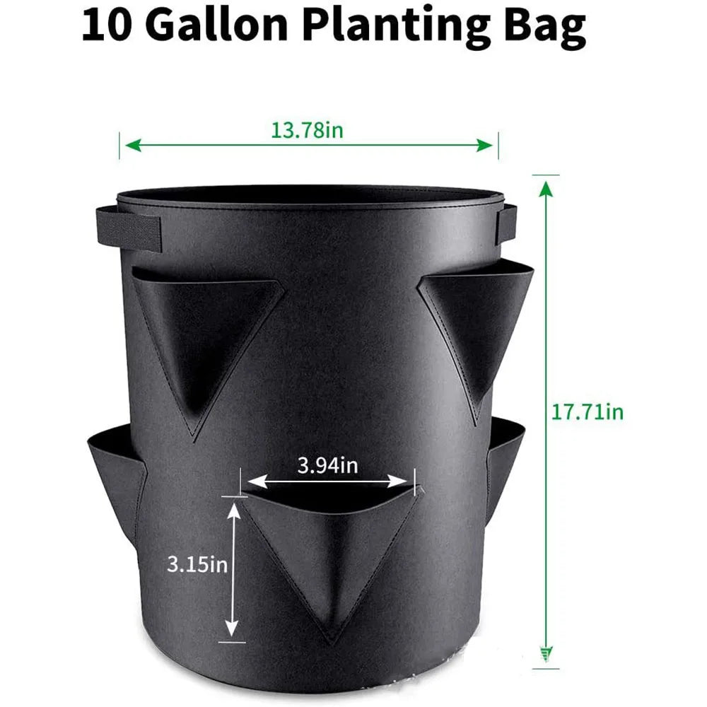 Breathable Strawberry Planting Bag | 5/7/10 Gallon Sizes (20–45 × 25–35 cm) | Container for Balcony and Garden Plants