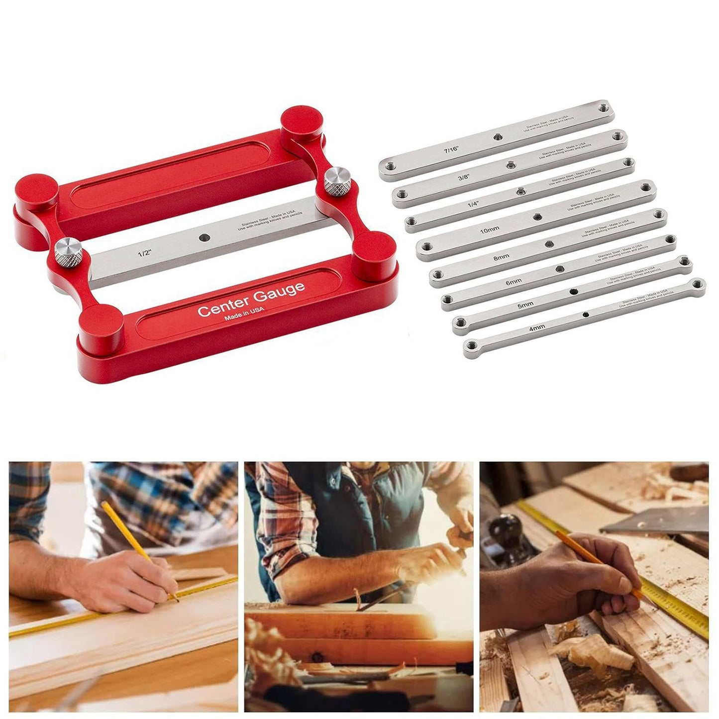 Precision Wood Marking Tool | Stainless Steel Centering Aid