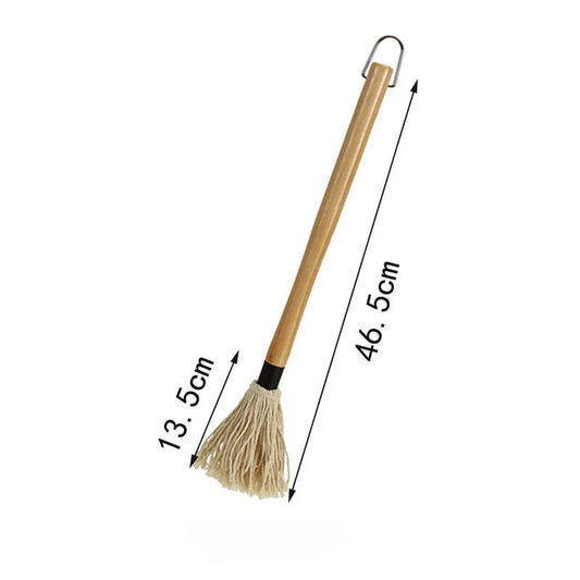 BBQ Grill Brush Set with Cotton Bristles and Wooden Handle for Marinade Application