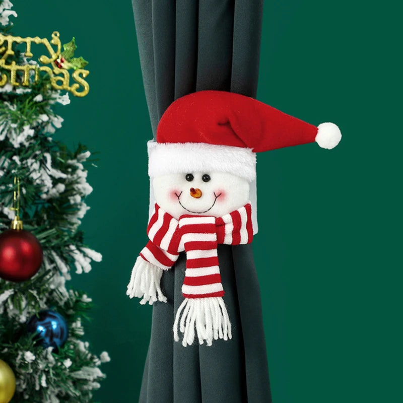 Christmas Curtain Holders - Penguin, Santa, Moose & Snowman - 14"x6.7