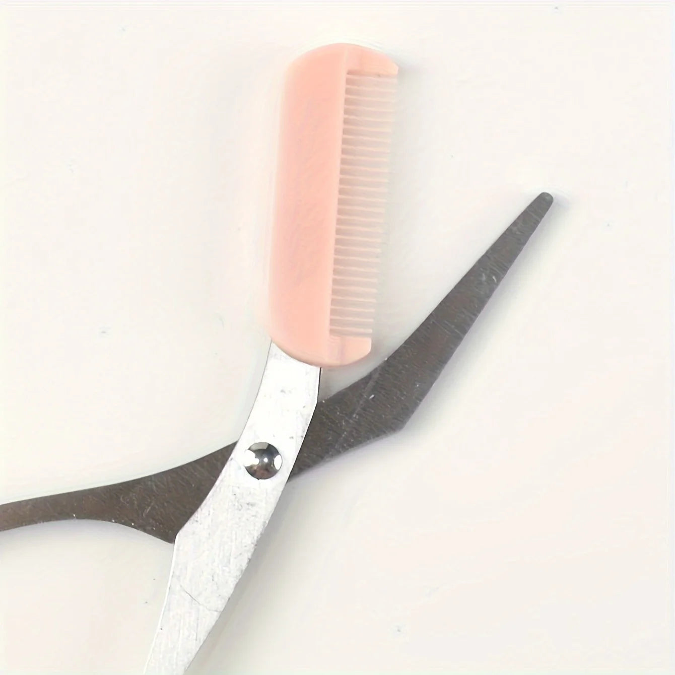 Integrated Comb Eyebrow Scissors for Precise Grooming and Styling - Stainless Steel and Plastic