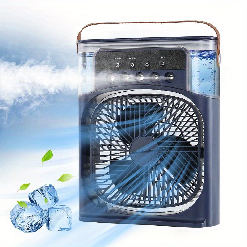 Compact Air Cooler for Home and Office - 3-Speed Hydrocooling Fan with 5 Humidifier Spray Heads