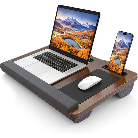 Ergonomic Laptop Stand with Wrist Support and Device Compartments
