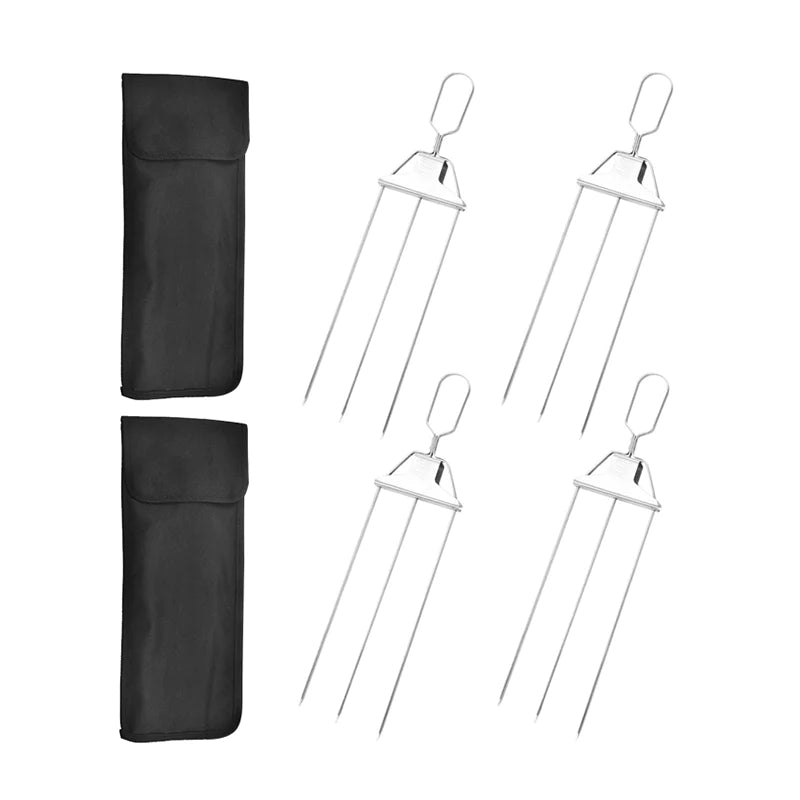 Stainless Steel Skewers with 9 Prongs – GrillMaster Trio for Perfectly Cooked Meat, Seafood & Vegetables | Dishwasher Safe | Includes Oxford Carry Bag