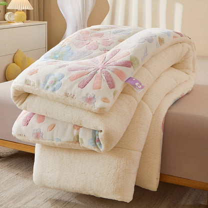 Floral Design Flannel Bed Blanket | Soft, Cozy, Skin-Friendly & Easy Care