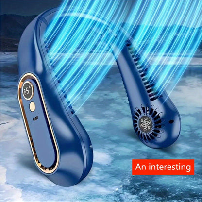 Portable USB Fan with 5 Speed Settings and Digital Display - Bladeless Design for Outdoor Use