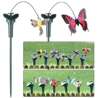 Solar-Powered Garden Decorations with Fluttering Birds and Butterflies