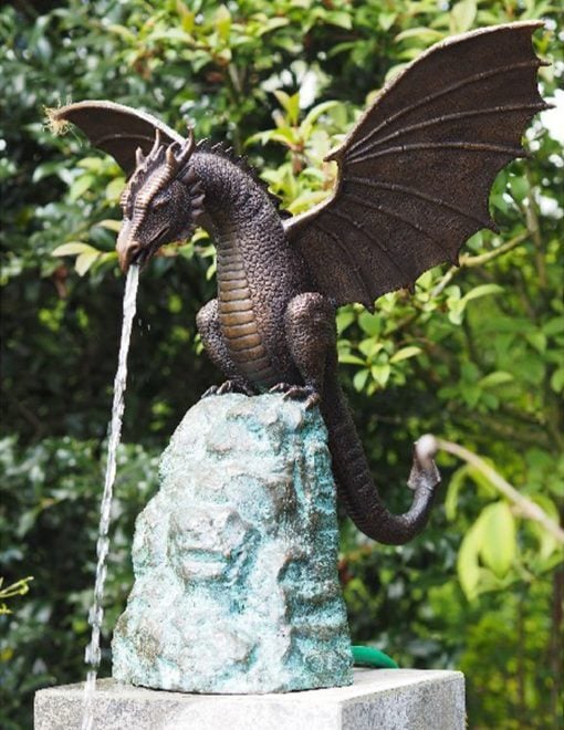 Fire-breathing Dragon Sculpture for Waterscape – Precision Cast Art