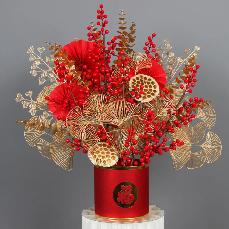 Artificial Leaves of Palm, Ginkgo & Eucalyptus with Roses & Hydrangeas – Elegant Decoration Flowers for Weddings & Home