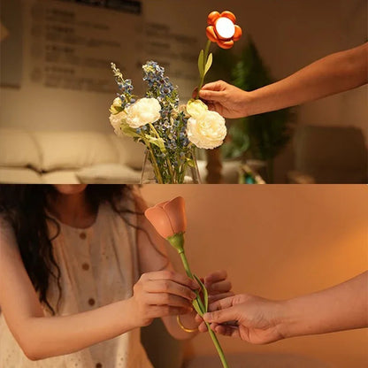 Rechargeable LED Rose Lamp – Flexible & Dimmable Night Light with 3 Colors